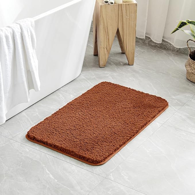 MIULEE Fall Burnt Orange Bathroom Rugs Soft Microfiber Bath Mat 20x30 Inch | Absorbent, Non Slip, Quick Dry, Fluffy Bath Rugs for Bathroom Floor Tub Showers, Machine Washable