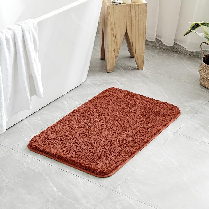 MIULEE Fall Rust Bathroom Runner Rugs Soft Microfiber Bath Mat 24x40 Inch | Absorbent, Non Slip, Quick Dry, Fluffy Bath Rugs for Bathroom Floor Tub Showers, Machine Washable