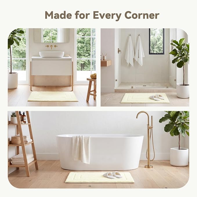 GRANNY SAYS Ivory Bathroom Rug 16" x 24", Non-Slip Microfiber Bath Mat | Ultra-soft, with durable TPR backing for reliable grip, fast water absorption, machine washable for small bathroom spaces