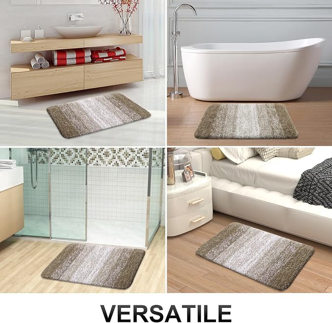 OLANLY Bathroom Runner Rug 47x17, Extra Soft Absorbent Microfiber Bath Rugs | Coffee, Non-Slip Quick-Drying Rubber Backing, Washable Long Bath Mat for Floor, Tub and Shower, Home Decor