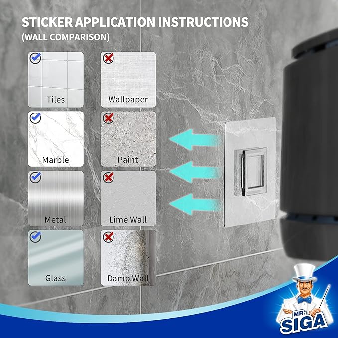 MR.SIGA Toilet Bowl Brush and Holder, Wall Mounted Toilet Brush, Black | Automatic lid design, sturdy handle, upgraded ventilation, flexible thermoplastic rubber head, easy to clean and dry quickly