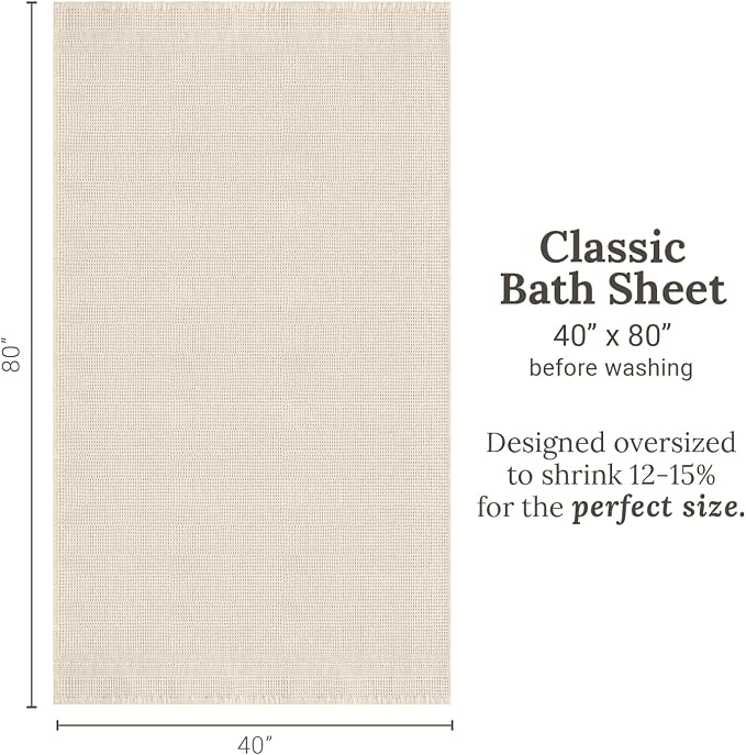 GILDEN TREE Waffle Bath Sheet Large Bath Towels Quick Dry Thin Body Towels, 40x80 Oversized Bath Towels for Adults, 2 Pack Bath Sheet Set, Classic Style (Cream)