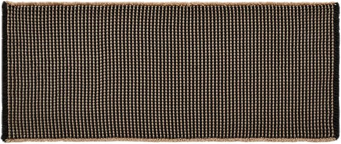 TYUU Waffle Runner Rug Bathroom, Long Boho Bathroom Rugs Non Slip Washable Super Absorbent Quick Dry Farmhouse Bath Decor, 72"x24" Khaki and Black