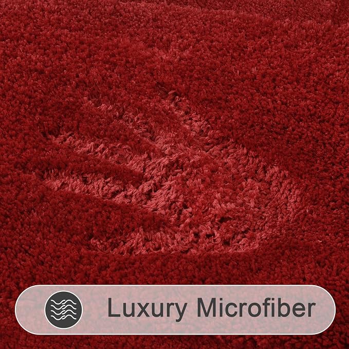 SHACOS Soft Microfiber Red Bathroom Rugs Sets 2 Pieces 32x20 inch | Absorbent Plush Bath Rugs, Non Slip Washable Shaggy Bath Mats, Fluffy Bathroom Runner Floor Mats Shower Rug