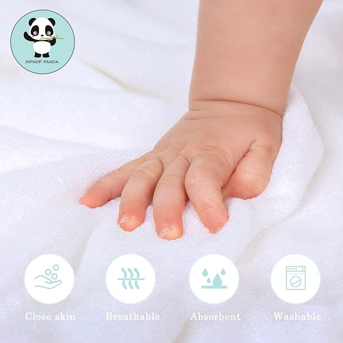 HIPHOP PANDA Ultra Soft Hooded Baby Towel - 2-Layer Thick 500GSM Absorbent | Rayon Made from Bamboo, Hooded Bath Towel for Newborn, Infant, Toddler, Baby Registry - Bear, 30x40 In
