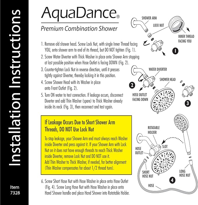 AquaDance 7" Premium High Pressure 3-way Rain & Handheld Shower Head Combo | Enjoy Dual 6-Setting Luxury Shower Heads Separately or Together for the Best of Both Worlds! Stainless Steel Hose - Bronze