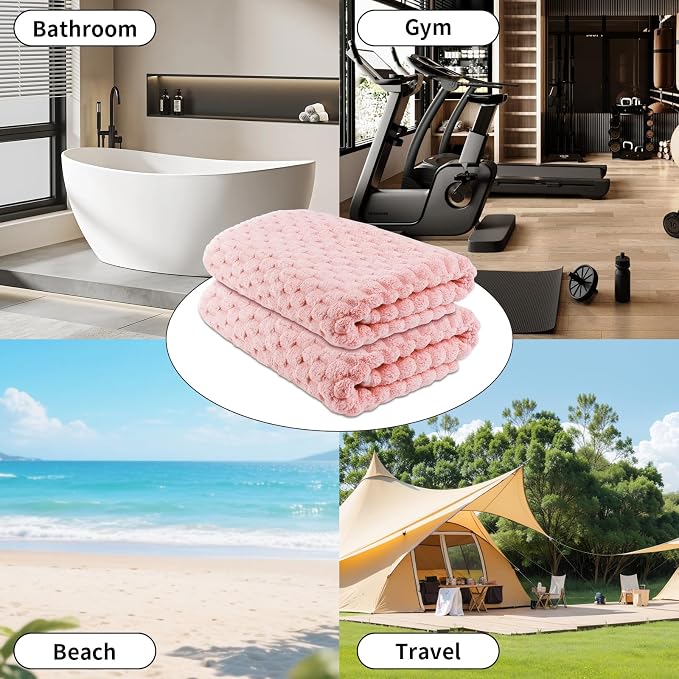 Bath Towel Large,55 x 27 Inches,Ultra Soft and Breathable Bathroom Towel, Lint-Free, Quick Dry,Skin-Friendly and Lightweight,Perfect for Bathroom, Shower, Gym and Beach (4, Pink)
