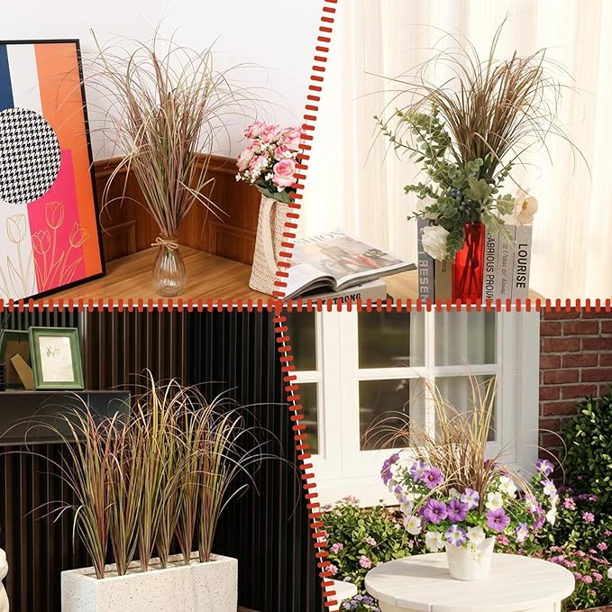 100Pcs Artificial Grass Plants, Faux Shrubs Wheat Grass, Artificial Tall Grasses Fake Plants for Outdoor Decor,Artificial Greenery Stems Weed for Room Indoor Home Decor(Light Purple)