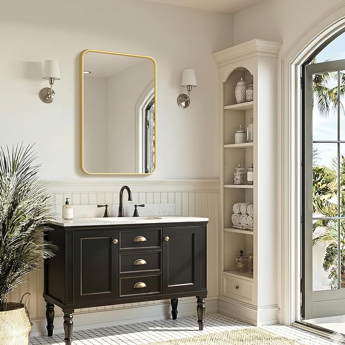FICTOR Bathroom Mirror for Over Sink, 2 Pack 30"x20" Vanity Mirror, Gold | Shatterproof Tempered Glass, Anti-Rust Frame, Vertical/Horizontal Mounting, Wall Mirror for Bedroom, Living Room, Entryway