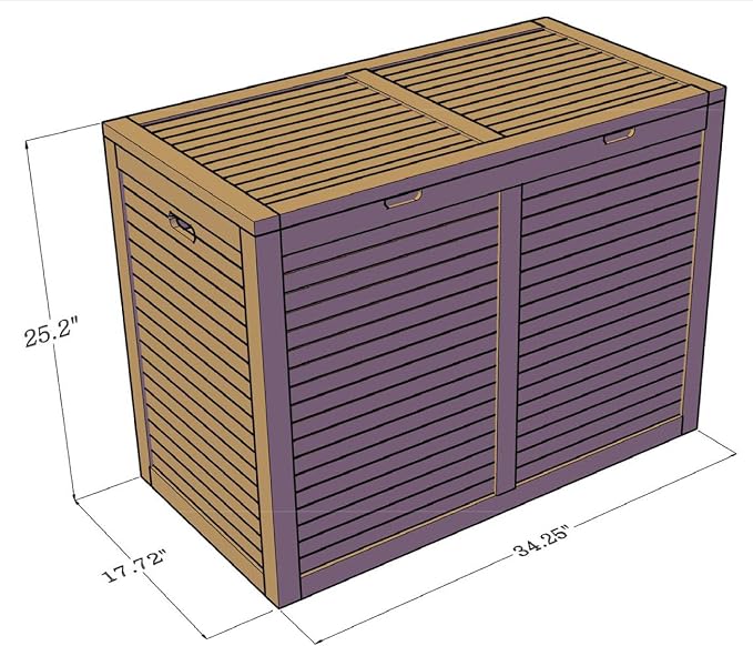 The Original Spa Double Teak Laundry or Storage Hamper | Durable, Water-Resistant Teak Construction, Indoor & Outdoor Use