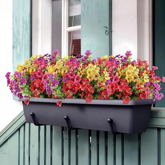 AGIRL Artificial Flowers Outdoor UV Resistant Fake Plant Garden Patio Decor | 16 Bundles,No Fade Plastic Faux Flowers for Hanging Planters front porch yard Indoor Outside,grave decorations for cemetery