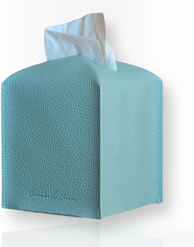 Premium PU Leather Tissue Box Holder - Elegant Hotel-Style Tissue Box Cover for Home, Office & Car DΓ©cor, Tissues Cube Organizer for a Natural & Classic Look (Teal)