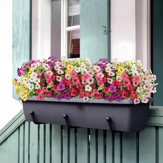 AGIRL Artificial Flowers Outdoor UV Resistant Fake Plant Garden Patio Decor | 16 Bundles,No Fade Plastic Faux Flowers for Hanging Planters front porch yard Indoor Outside,grave decorations for cemetery