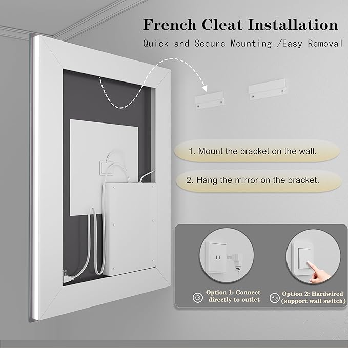 66x40 Inch LED Bathroom Mirror Backlit and Front Lighted | Large Dimmable Vanity Mirror with Lights, Anti-Fog, Shatterproof, Memory, 3 Colors, ETL Listed (Horizontal/ Vertical)