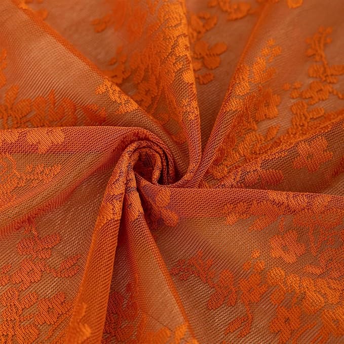 TUDECO 36 Inch Orange Lace Shower Curtain with Valance, 36''W x 72''L | Stall Shower Curtain, Floral Pattern, Vibrant, Fall Bathroom Decor, Brightens Space, Gentle Privacy, Machine Washable