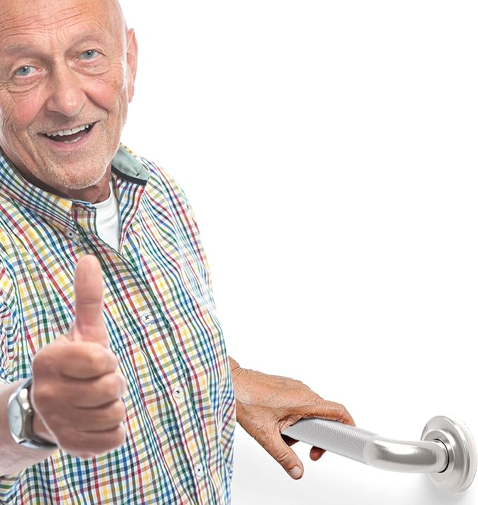 1-1/4" Knurled Grab Bar, ADA Compliant Bath Safety Shower Handrail, Bathroom Mobility Aid Handle for Seniors and Disabled, Heavy Duty 500lbs Support