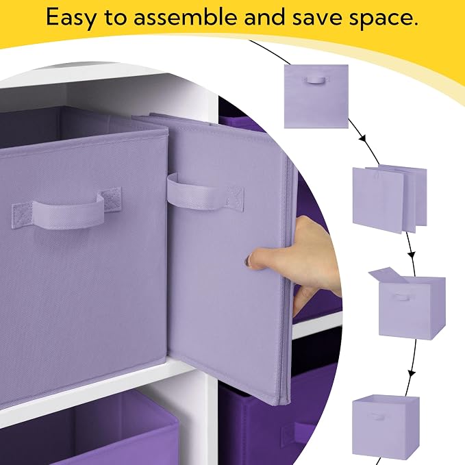 Cupic Cupid 6-Pack 11x11 Cube Storage Bins, Cube Bins, Purple Gradient | Foldable, Reinforced Front Handle, Holds Toys, Books, Accessories and More, Fits Closet, Shelves, Playroom, Cubby