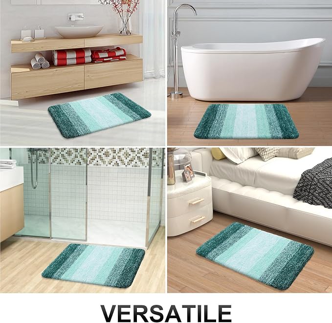 OLANLY Bathroom Runner Rug 40x20, Extra Soft Absorbent Microfiber Bath Rugs | Blackish Green, Non-Slip Quick-Drying Rubber Backing, Washable Long Bath Mat for Floor, Tub and Shower, Home Decor