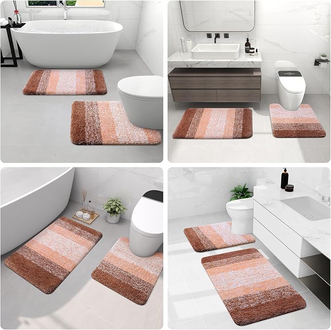 Arotive Microfiber Bathroom Rugs, Shaggy Soft Absorbent Bath Rug, 70x24 | Orange, Rubber Backing Thick Plush Machine Washable Dry Bath Mats for Bathroom, Tub and Shower, Rectangular