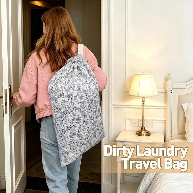 Laundry Bag Backpack for Dorm & Travel, 29 x 18" Large Dirty Bag | Cute College Clothes Pouch with Straps and Handles. Ideal for Apartment, Camp and Portable Bag for Laundromat