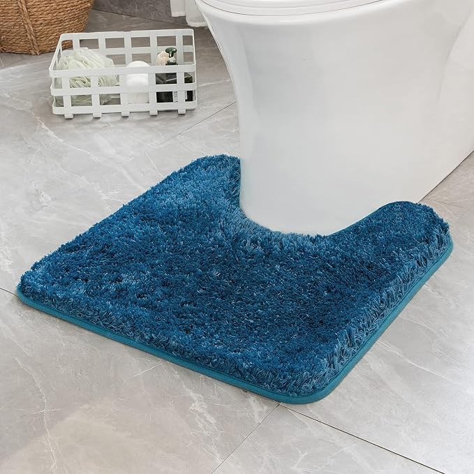 MIULEE Peacock Toilet Bathroom Rug U-Shaped Microfiber Bath Mat 20x20 Inch | Absorbent, Non Slip, Quick Dry, Fluffy Bath Rugs for Bathroom Floor Tub Showers, Machine Washable