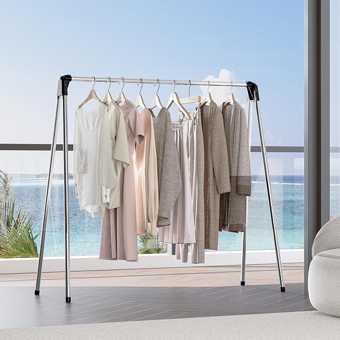 TOOLF Clothes Drying Rack Foldable, Portable Clothes Rack for Travel | Stainless Steel, Folds Flat to Storage, Lightweight Design, Non-slip Feet, Easy to Carry, Versatile for Room/Balcony/Dorms
