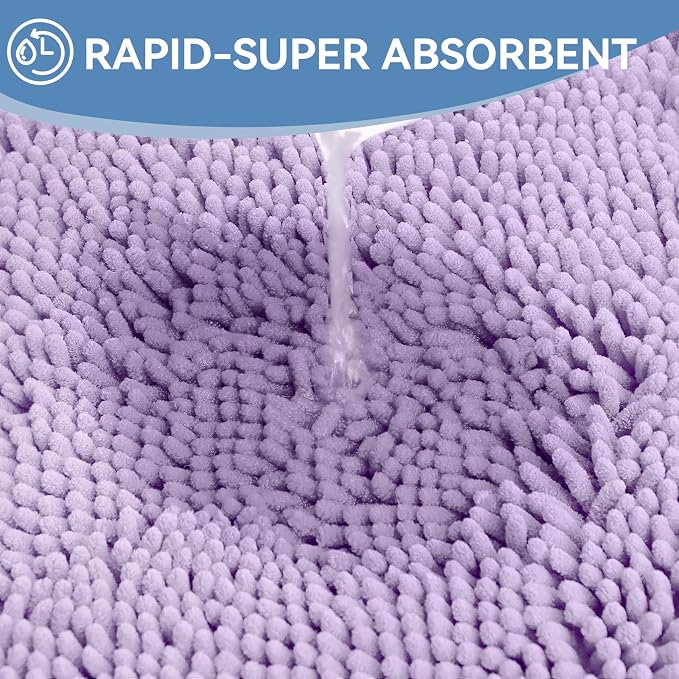Bcoimo Small Bath Rug Mat,24x17 Extra Soft Chenille Lavender Bathroom Mats | Non Slip with Rubber Backing Bathroom Rugs;High Absorbent And Quick Dry Microfiber mat; Machine Washable;Extra Soft Bath Rug