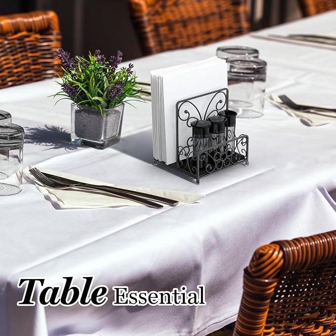 Napkin Holder with Salt and Pepper Caddy, Metal Table Dispenser | Dinner Napkins, Salt, Pepper & Table Decor