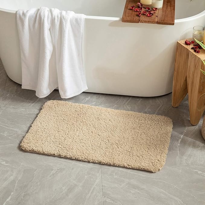 MIULEE Camel Bathroom Rugs Soft Microfiber Bath Mat 20x30 Inch | Absorbent, Non Slip, Quick Dry, Fluffy Bath Rugs for Bathroom Floor Tub Showers, Machine Washable