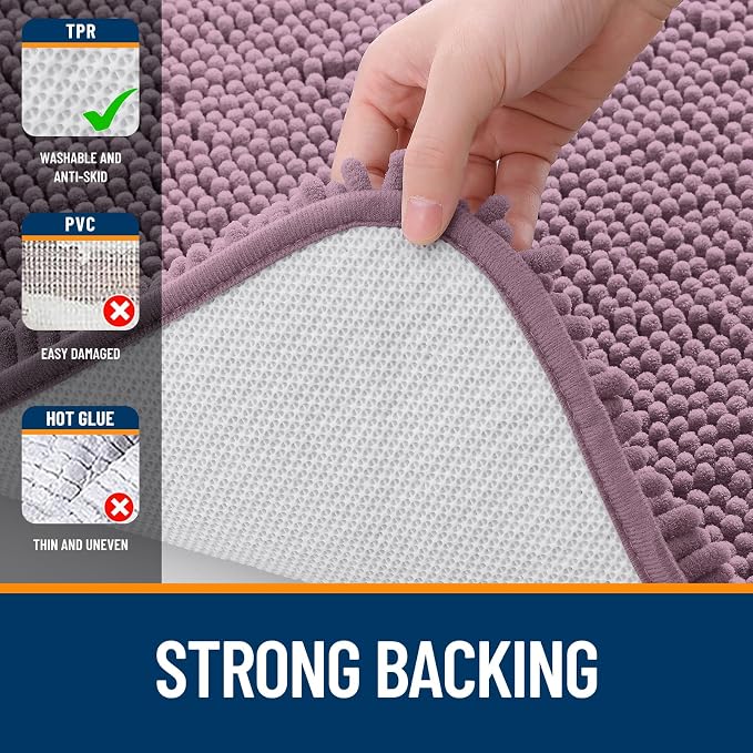 OLANLY Large Bathroom Rugs 70x46, Extra Soft Absorbent Chenille Bath Rugs | Deep Plum, Quick-Drying Rubber Backing, Machine Washable Bath Mat for Bathroom Floor, Tub and Shower, Home Decor Accessories
