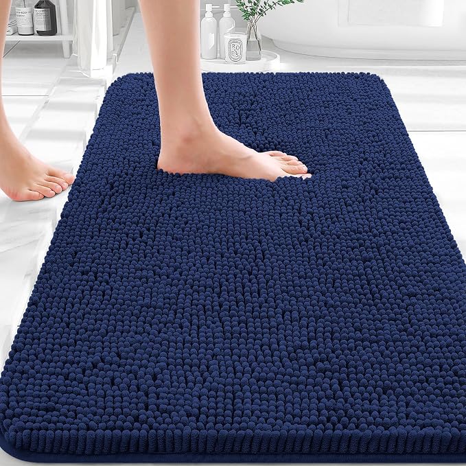 OLANLY Bathroom Rugs 32x20, Extra Soft Absorbent Chenille Bath Rugs | Twilight Sapphire, Quick-Drying Rubber Backing, Washable Bath Mat for Bathroom Floor, Tub and Shower, Home Decor Accessories