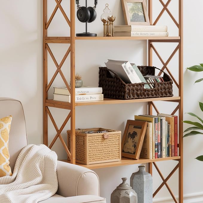 GRANNY SAYS Wicker Storage Basket for Shelves, Large Wicker Basket | Wicker Storage Baskets for Pantry, Open Front Basket for Shelves, Kitchen Storage Baskets, Decorative Basket for Home Decor