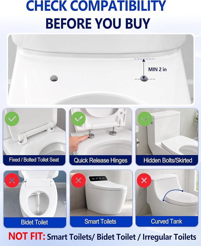 Jamini Toilet Safety Rails for Seniors - 60° Adjustable Toilet Support Rails, Supports Up to 300 lbs, Space-Saving Floorless Design, for Elderly, Pregnant Women and Individuals Needing Extra Support