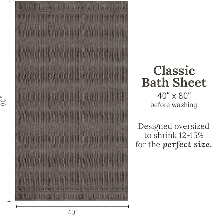 GILDEN TREE Waffle Bath Sheet Large Bath Towels Quick Dry Thin Body Towels, 40x80 Oversized Bath Towels for Adults, 2 Pack Bath Sheet Set, Classic Style (Stone)