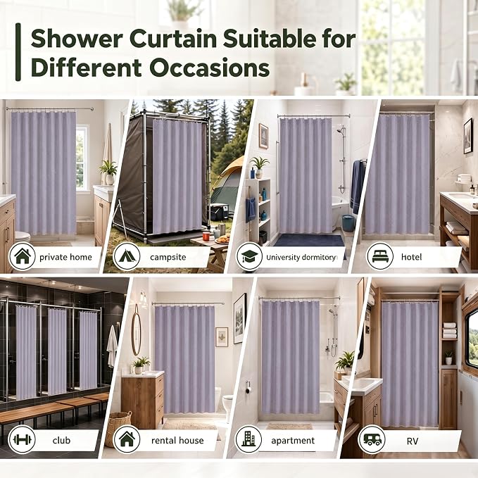 Siiluminisoy Extra Long Boho Shower Curtain Purple Woven Fabric 78 in Shower Curtain, Tufted Chevron Striped, 72 x 78, Modern Chic Textured Minimalist Cute Shower Curtain for Bathroom