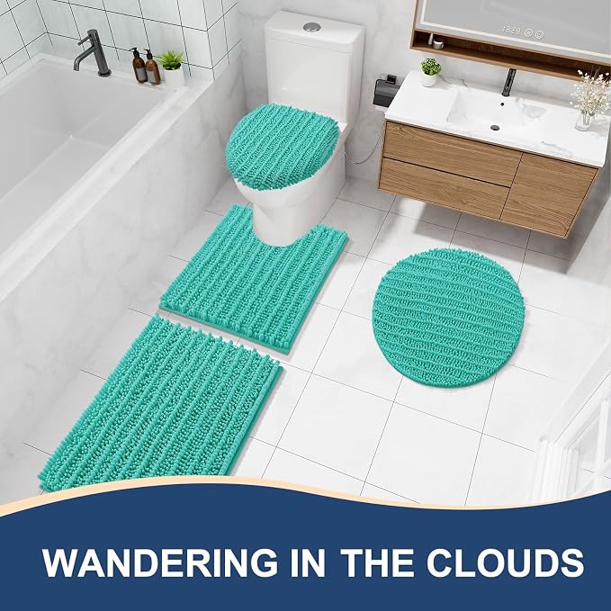 Arotive Bathroom Rugs Mat 30x20, Soft Absorbent Chenille Shaggy Bath Mat | Teal, Machine Wash Dry, Bath Rugs for Bathroom Floor, Tub and Shower, Home Decor Accessories