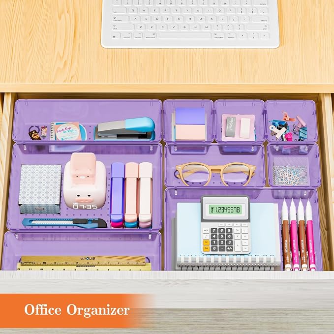 SpaceHacks 25 PCS Plastic Drawer Organizer, 4-Size Versatile Organizer Trays & storage Bins