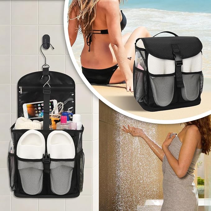 Ethereal Hanging Mesh Shower Caddy Portable for College Dorm Room Essentials, Large Capacity Shower Bag for Guys/Girls, for Beach, Swimming, Gym