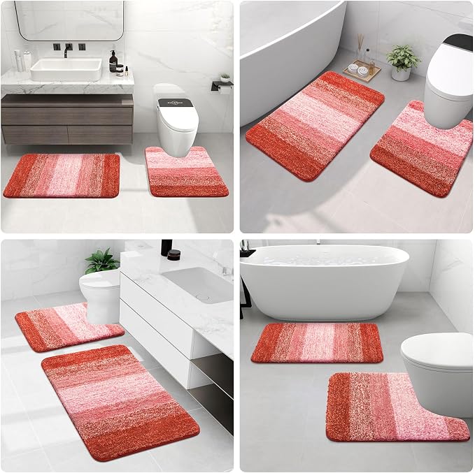 Arotive Microfiber Bathroom Rugs, Shaggy Soft Absorbent Bath Rug, 30x20 | Coral, Rubber Backing Thick Plush Machine Washable Dry Bath Mats for Bathroom, Tub and Shower, Rectangular