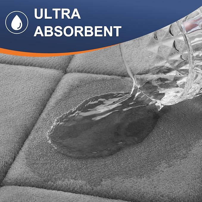 OLANLY Memory Foam Toilet Rugs U-Shaped 24x20, Ultra Soft and Absorbent | Grey, Quick Dry Commode Contour Rugs, Machine Washable, Comfortable Bathroom Contour Bath Mats for Toilet Base