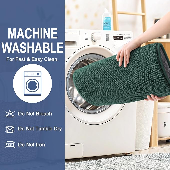OLANLY Memory Foam Bathroom Rugs 36x24, Absorbent Bath Mat, Blackish Green | Soft Quick Dry Bath Rugs, Non-Slip, Machine Washable Carpet for Bathroom Floor, Tub and Shower, Home Decor Accessories