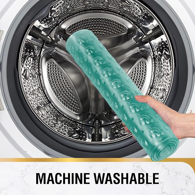 HITSLAM Bath Mat for Tub, Non Slip Bathtub Mat, 40 x 16 Inch Extra Long Bath Tub Mat, Machine Washable Bathroom Shower Mat with Suction Cups and Drain Holes, Soft on Feet, Clear Green
