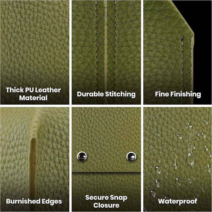 Premium PU Leather Tissue Box Holder - Elegant Hotel-Style Tissue Box Cover for Home, Office & Car DΓ©cor, Tissues Cube Organizer for a Natural & Classic Look (Green 2 Pack)