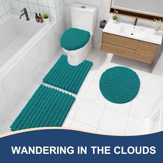 Arotive Bathroom Rugs Mat 36x24, Soft Absorbent Chenille Shaggy Bath Mat | Lake Blue, Machine Wash Dry, Bath Rugs for Bathroom Floor, Tub and Shower, Home Decor Accessories