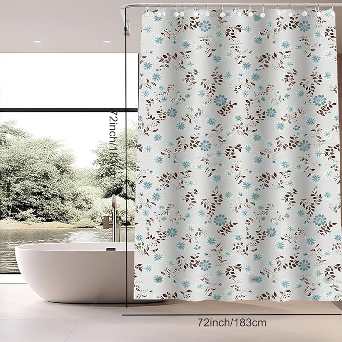 TIKABC Shower Curtain Liner, 4G PEVA Shower Liner, Plastic Waterproof Shower Curtains, 72x72 inch with Grommet Holes 3 Magnetic Weights