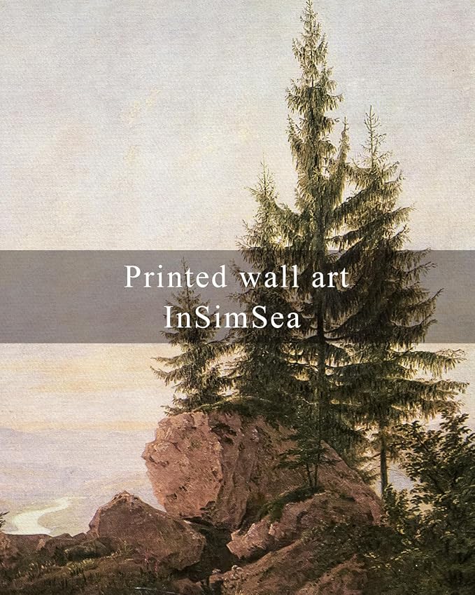 InSimSea Framed Canvas Wall Art, Vintage Rocky Landscape Painting, Rustic Nature Scenery Decor for Living Room Shelf Hallway,10x8in, Neutral Tones