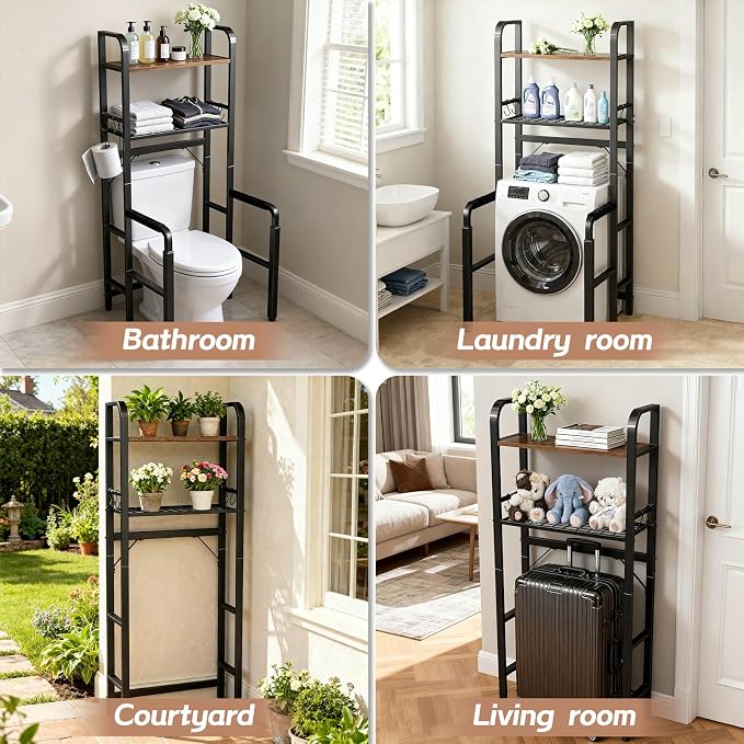 Toilet Safety Rail with Storage, Adjustable Toilet Handles for Elderly & Seniors, Handicap Bathroom Accessories, Easy Installation Bathroom Toilet Grab Bar Fit Any Toilets