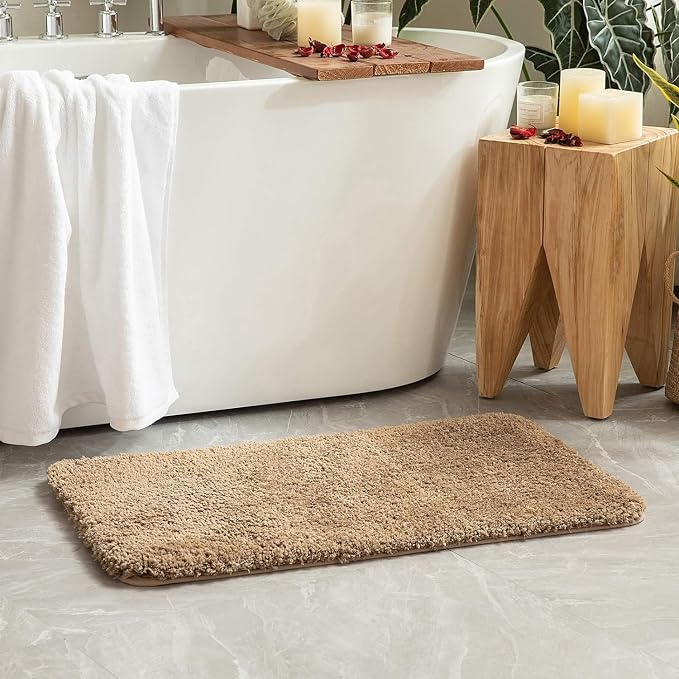 MIULEE Light Brown Bathroom Runner Rugs Soft Microfiber Bath Mat 24x48 Inch | Absorbent, Non Slip, Quick Dry, Fluffy Bath Rugs for Bathroom Floor Tub Showers, Machine Washable
