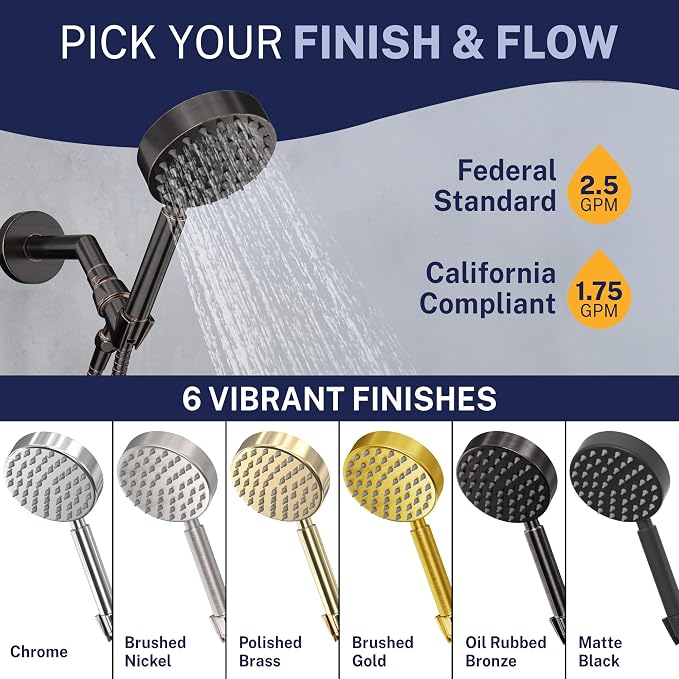 HammerHead Showers® Solid Metal LOW FLOW Handheld Shower Head with Hose and Brass Holder - OIL RUBBED BRONZE – Water Saving 1.75 GPM Detachable Shower Head - Adjustable Shower Wand Bracket & 6ft Hose