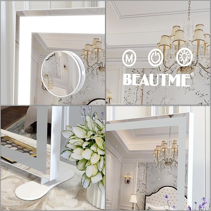 Vanity Mirror with Lights for Tabletop,Hollywood Lighted Makeup Mirror for Dressing Room & Bedroom,Big Desk Mirror Vanity (600×507×150mm)